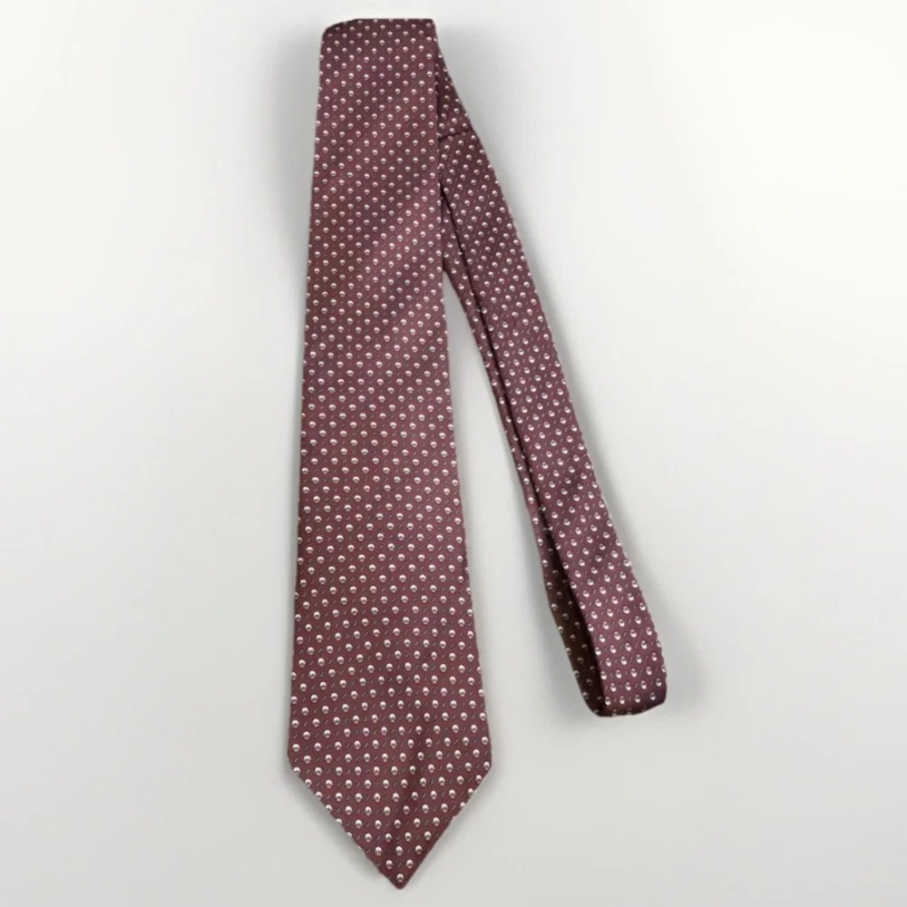 Bill Blass for Saks Fifth Avenue Silk Tie Brown Blue Cream Geometric Designer